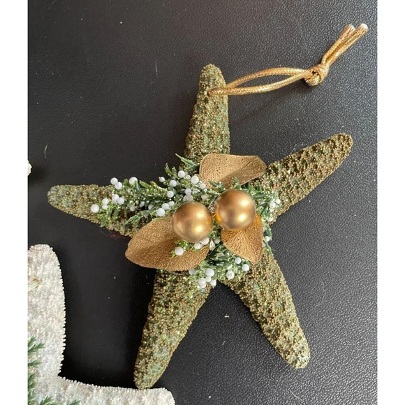 Starfish Christmas Holiday Glittery Ornaments Set Of‎ 4 Embellished - Picture 5 of 8